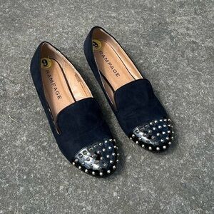 Rampage gold spiked black loafer flats shoes